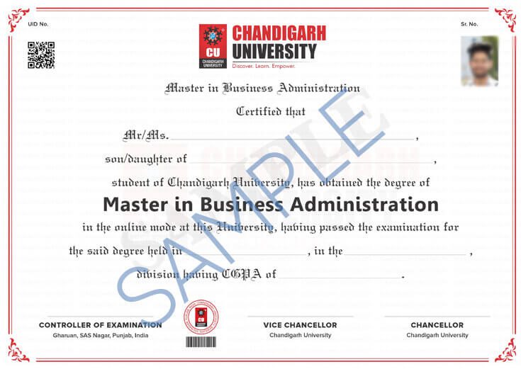 chandigarh university sample certificate